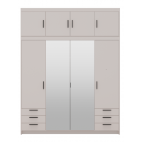 Szafa z nadstawką lustrem szufladami 176 cm garderoba TRINO beżowa